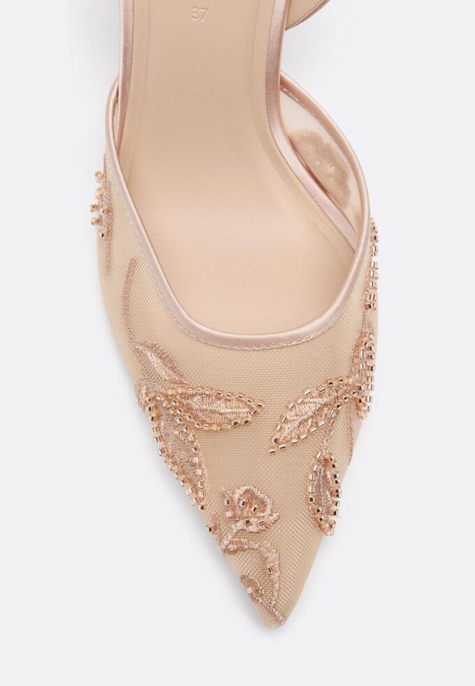 Mesh-sko med strass og høyhælte sko
