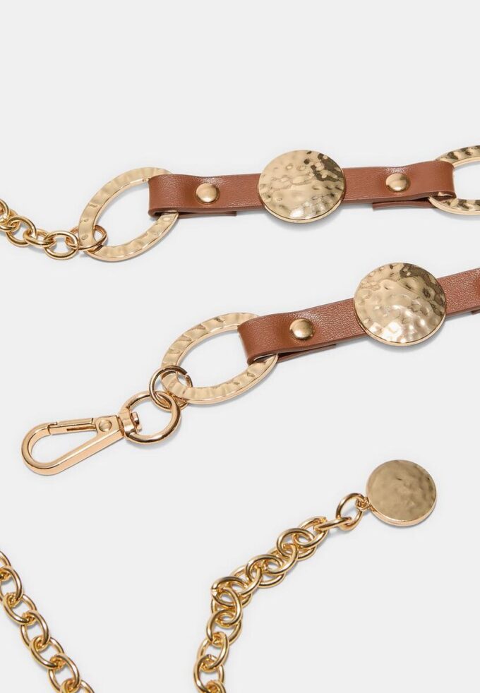 Metallbelte med skinnlook