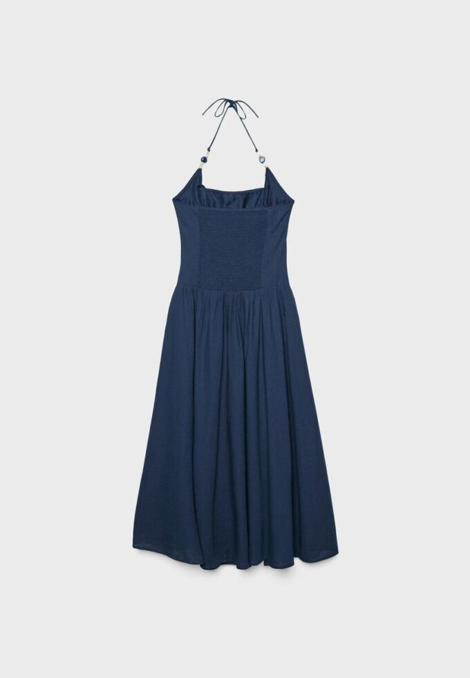 Midi-halterkjole med perledetaljer