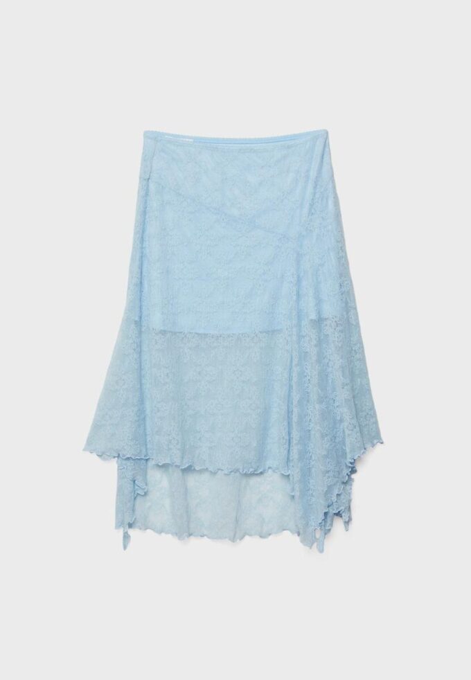 Midi-skjørt i blonder