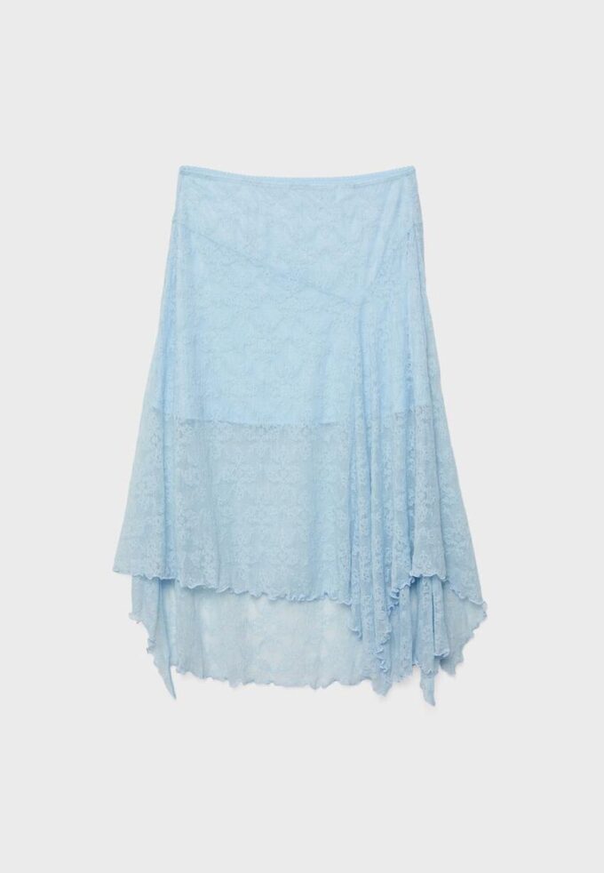 Midi-skjørt i blonder