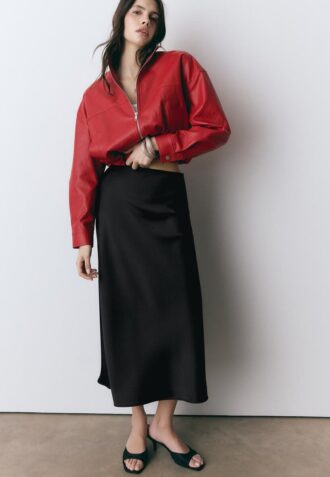 Midi-skjørt i sateng