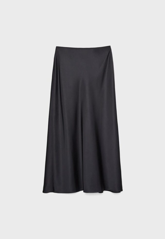 Midi-skjørt i sateng