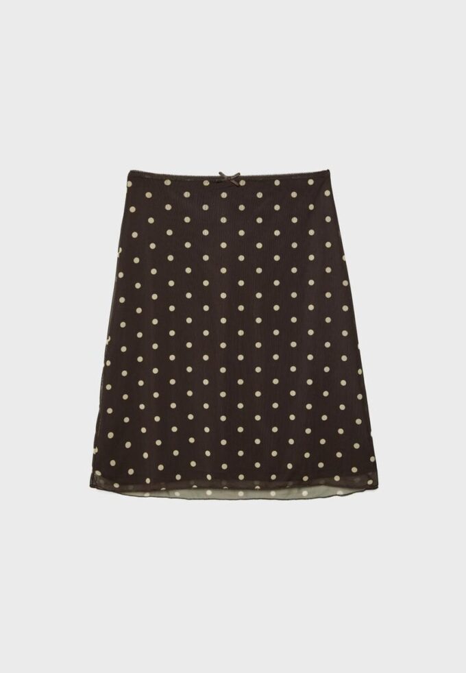 Midi-skjørt i tyll med prikker