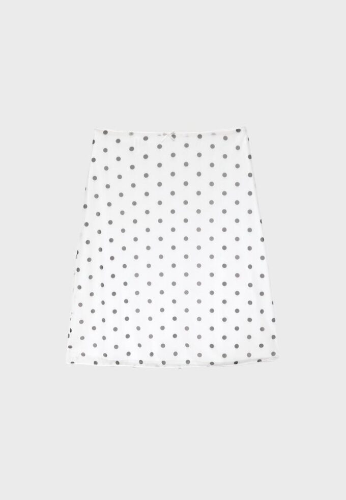 Midi-skjørt i tyll med prikker