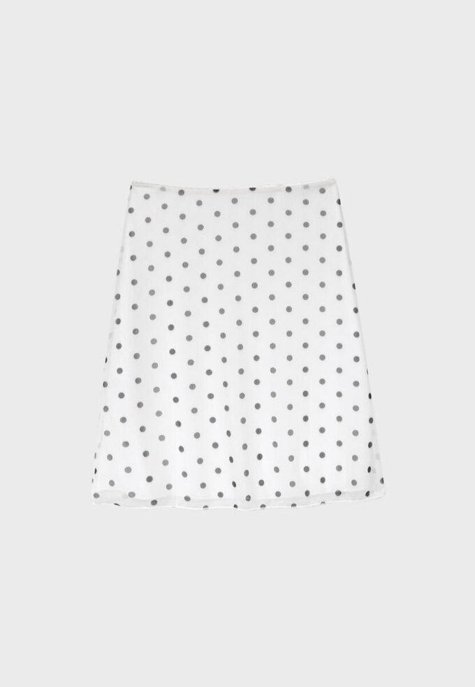 Midi-skjørt i tyll med prikker