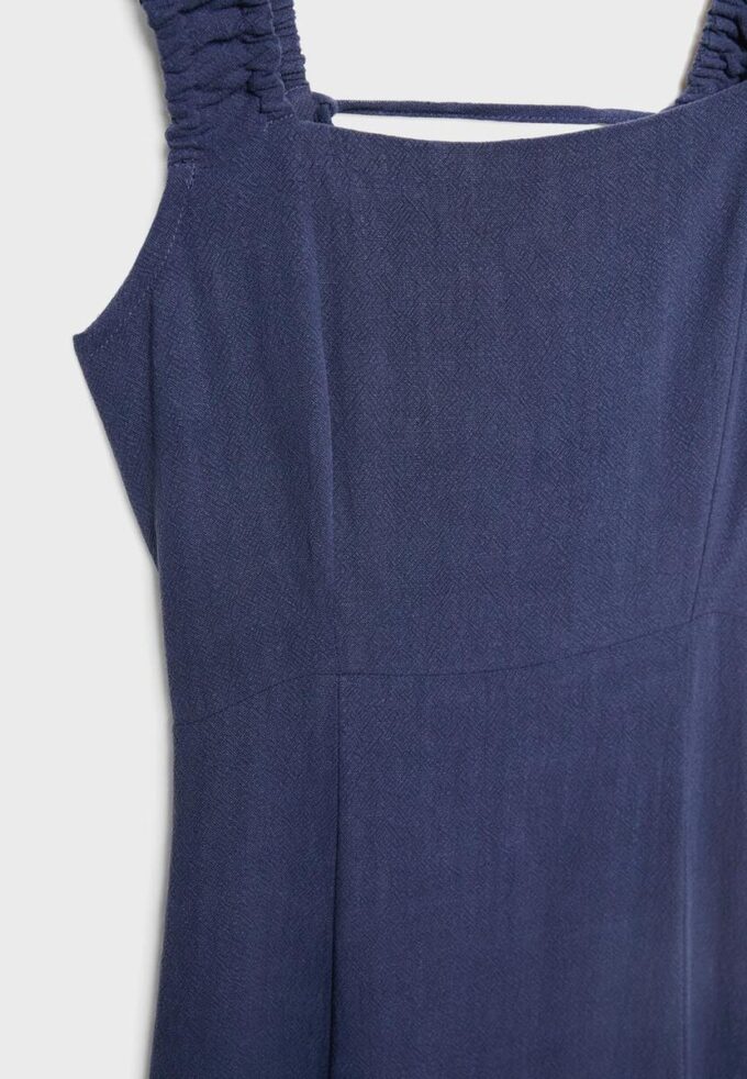 Midikjole med kryssrygg i lin-look