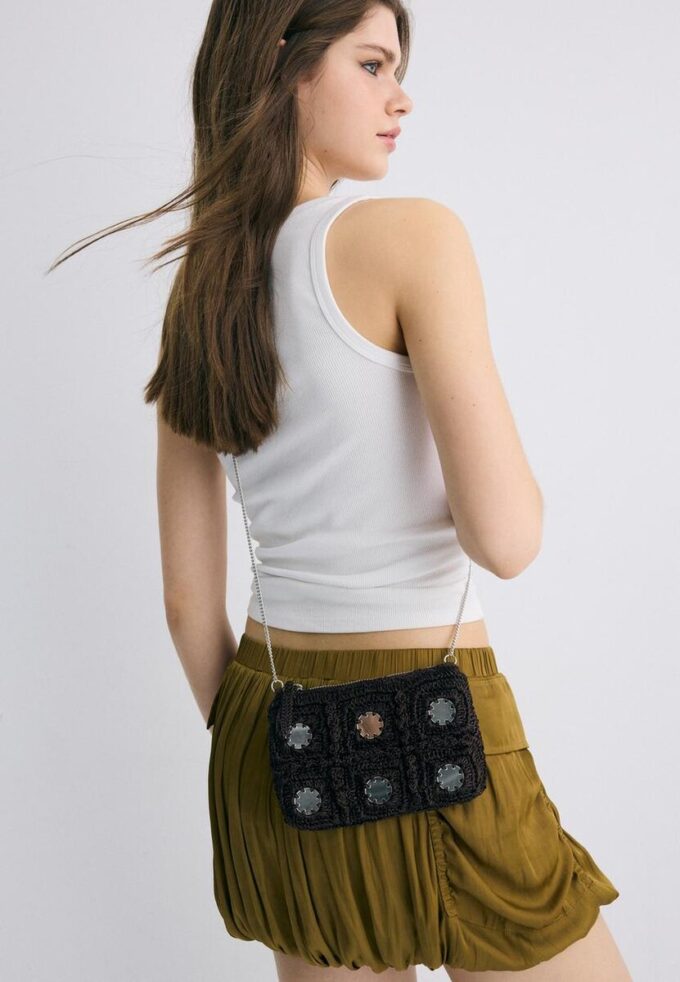 Mini Mirror Crochet Crossbody Bag