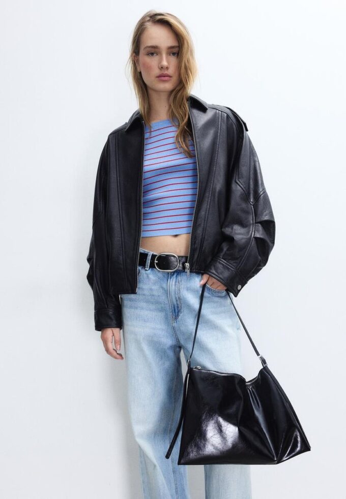 Mini Soft-Touch skulderveske med glidelåser