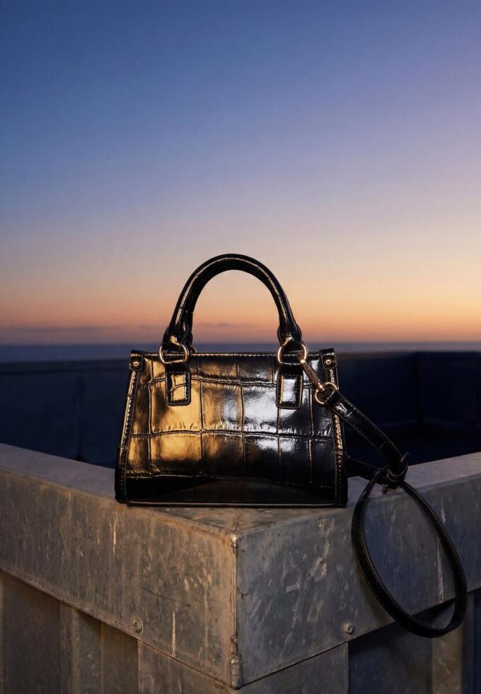 Mini-tote-veske med kokosnøtteffekt