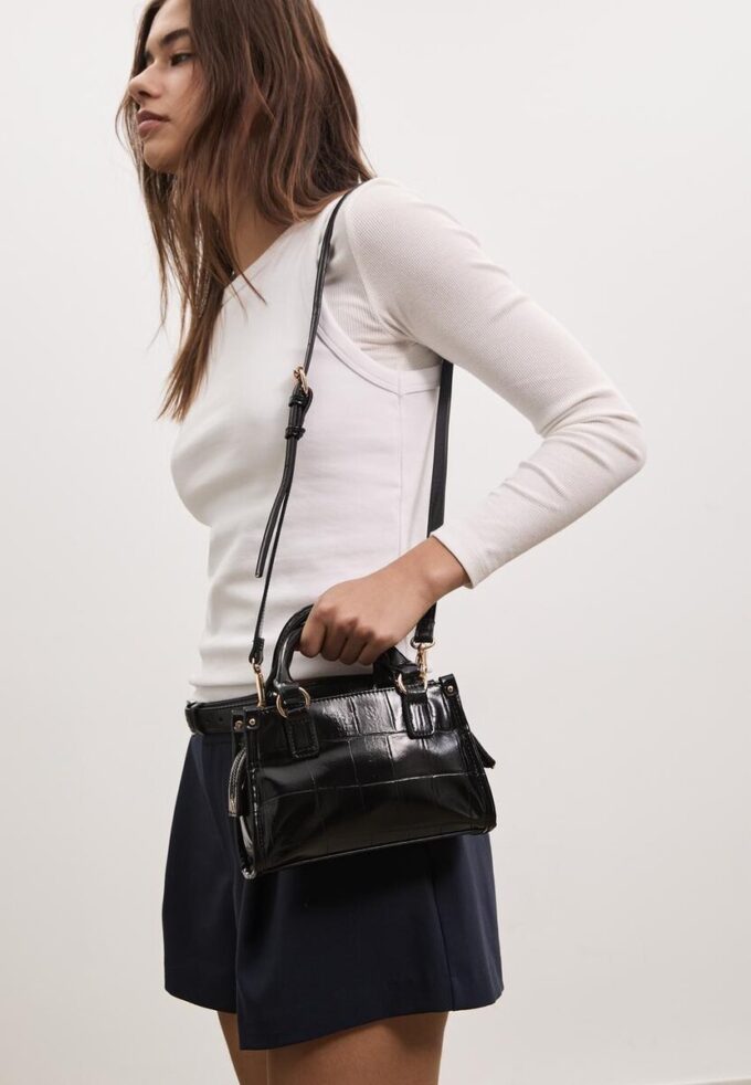 Mini-tote-veske med kokosnøtteffekt