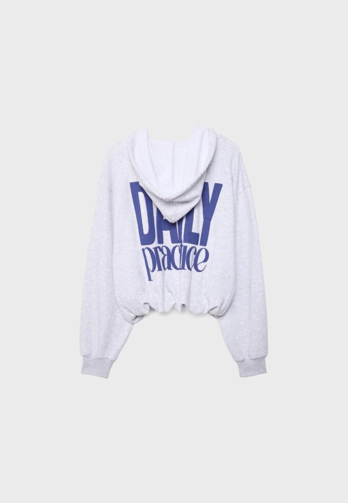 Mønstret bomber-sweatshirt med hette og trykk