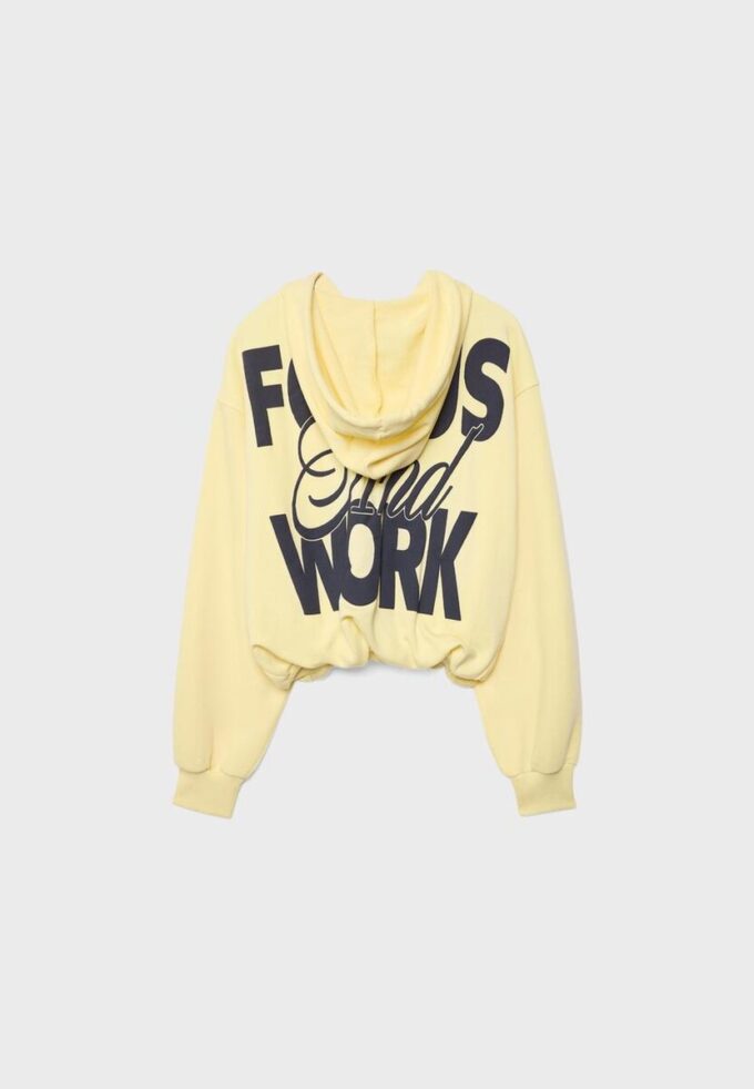 Mønstret bomber-sweatshirt med hette og trykk