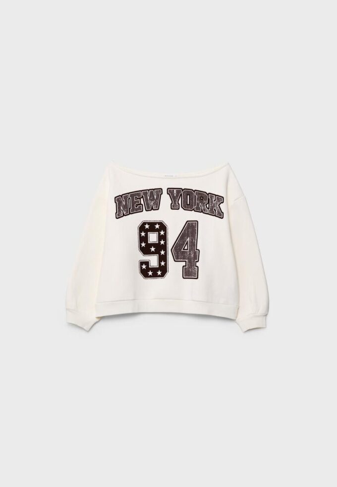 Mønstret T-skjorte med båthals