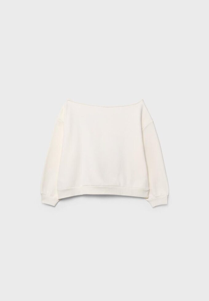 Mønstret T-skjorte med båthals