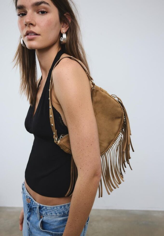 Moon-skulderveske med frynser