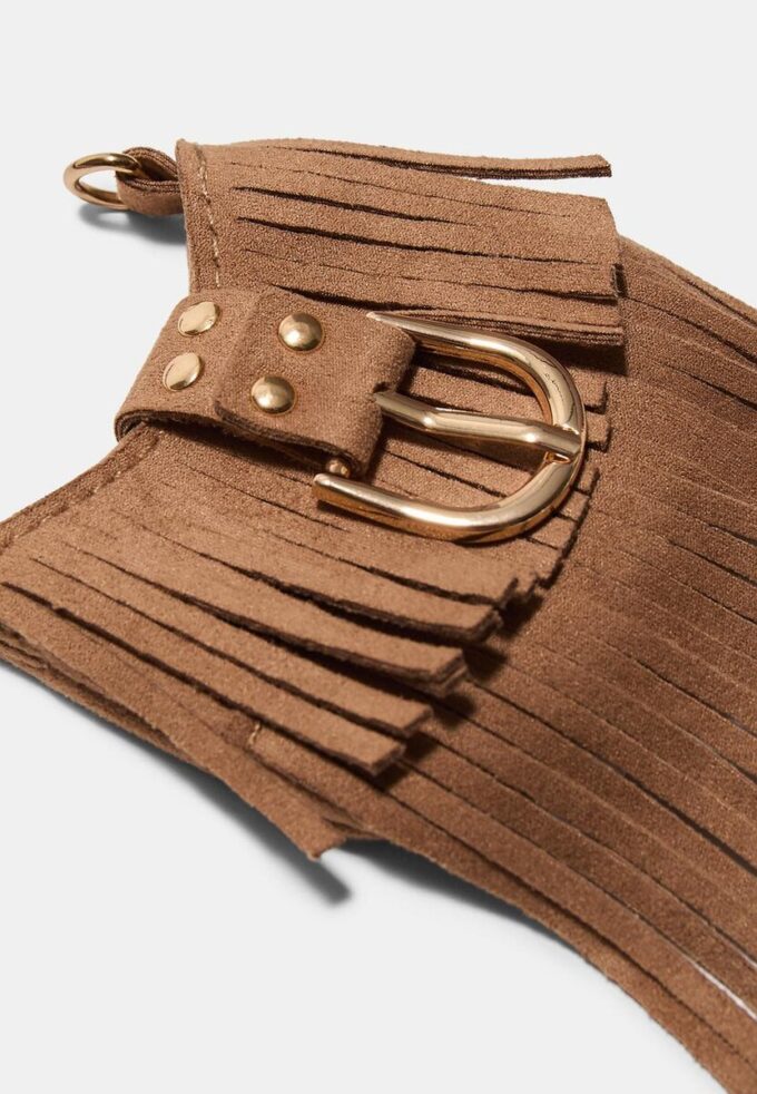 Nøkkelring med frynset veskeanheng