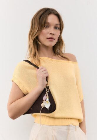 Nøkkelring med perlebesatt calla-lilje