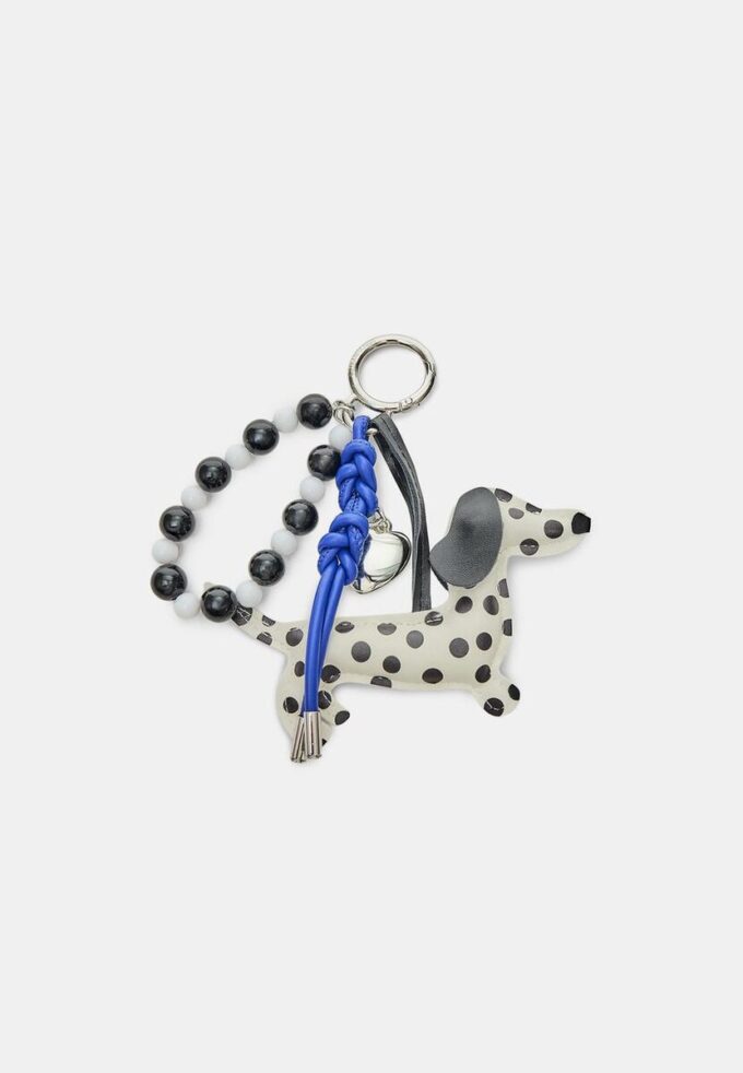 Nøkkelring med polka dot-hundesmykke