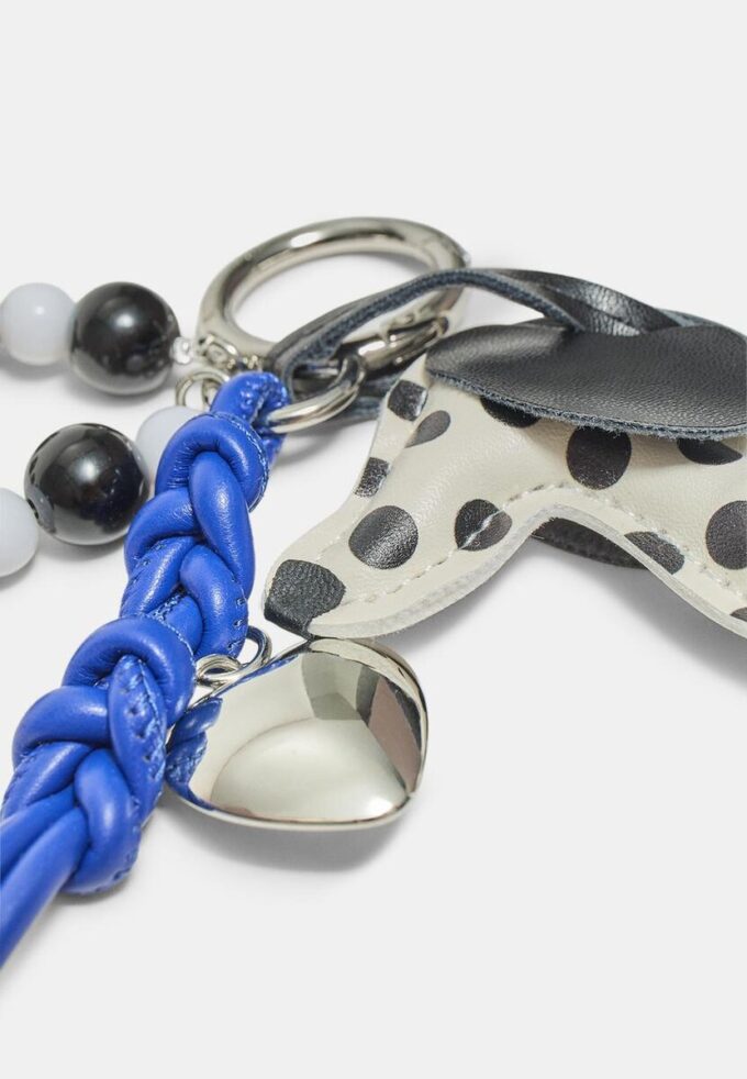 Nøkkelring med polka dot-hundesmykke