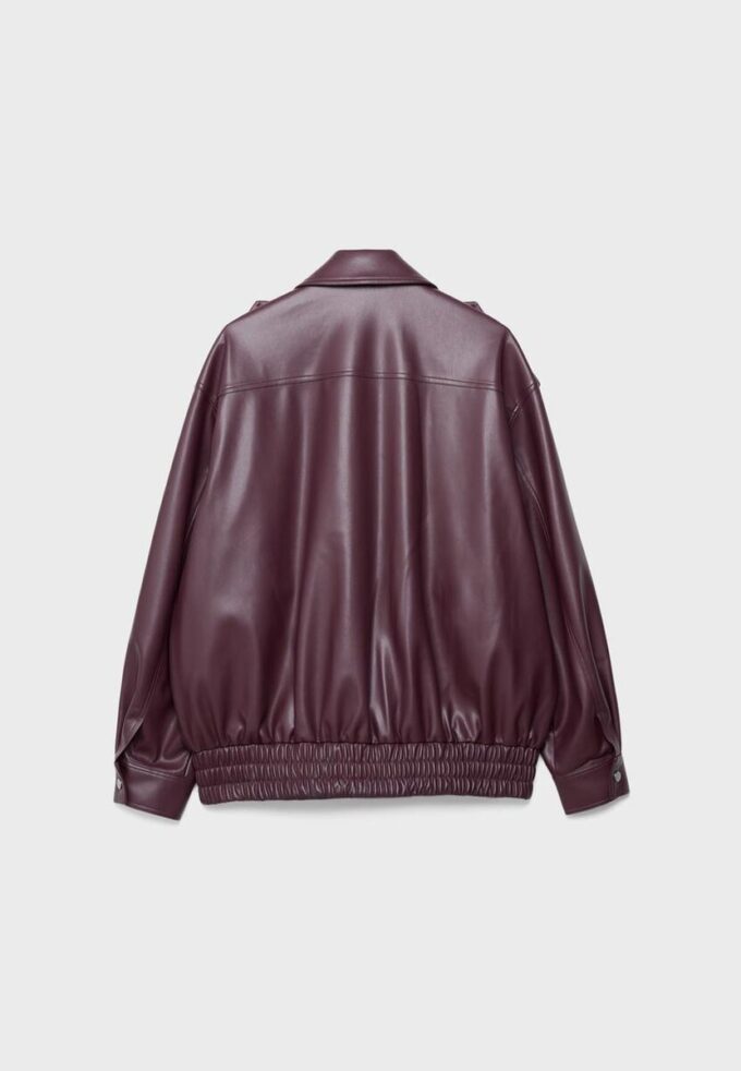 Oversize bikerjakke i skinnimitasjon