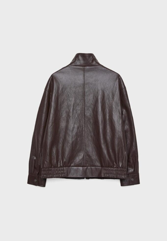 Oversize jakke i imitert skinn