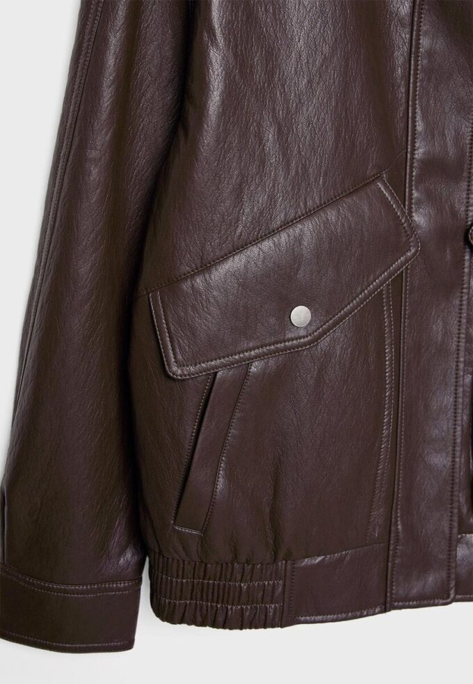 Oversize jakke i imitert skinn