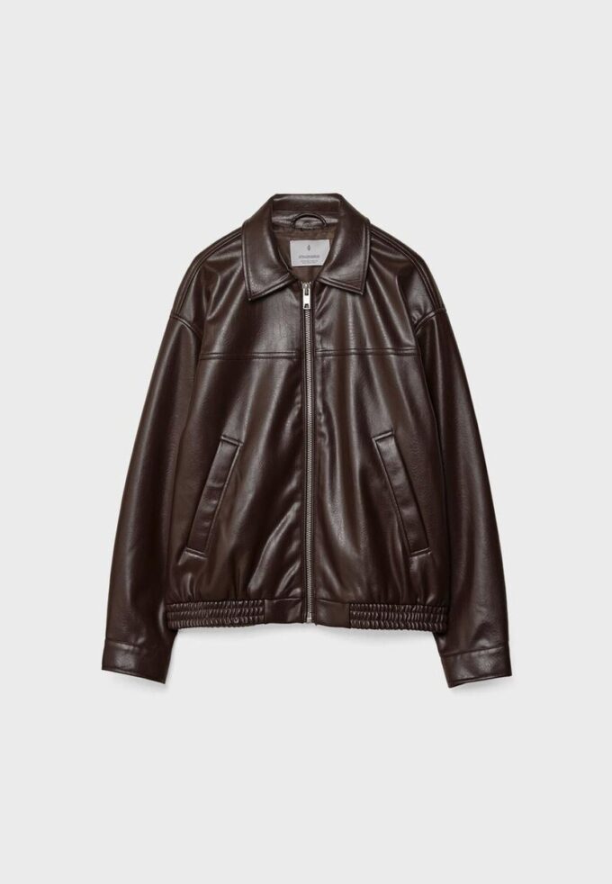 Oversize-jakke i skinnimitasjon