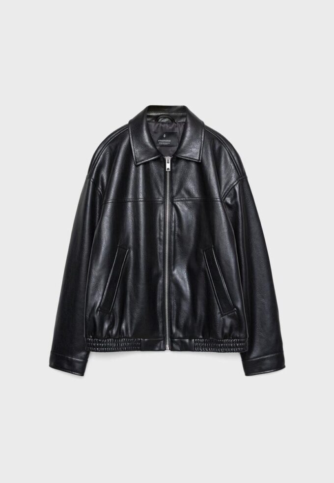 Oversize-jakke i skinnimitasjon