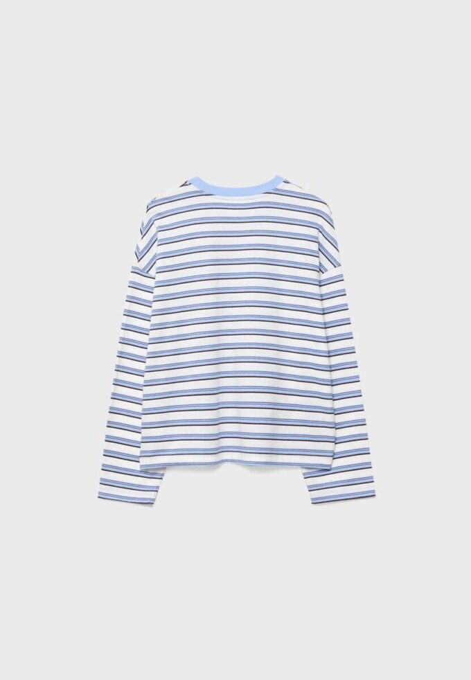Oversize langermet stripete T-skjorte