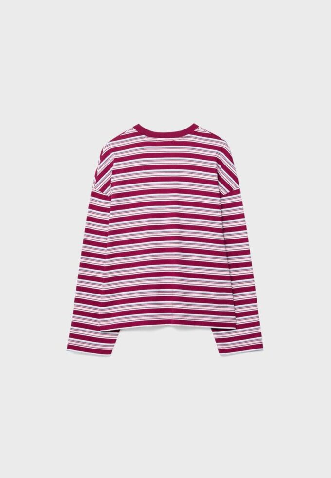 Oversize langermet stripete T-skjorte