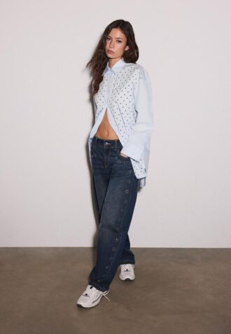 Oversize-skjorte med nitter