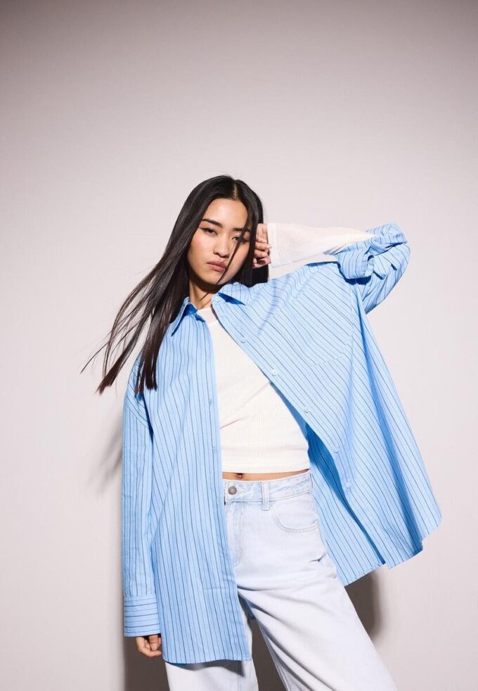 Oversize stripete skjorte