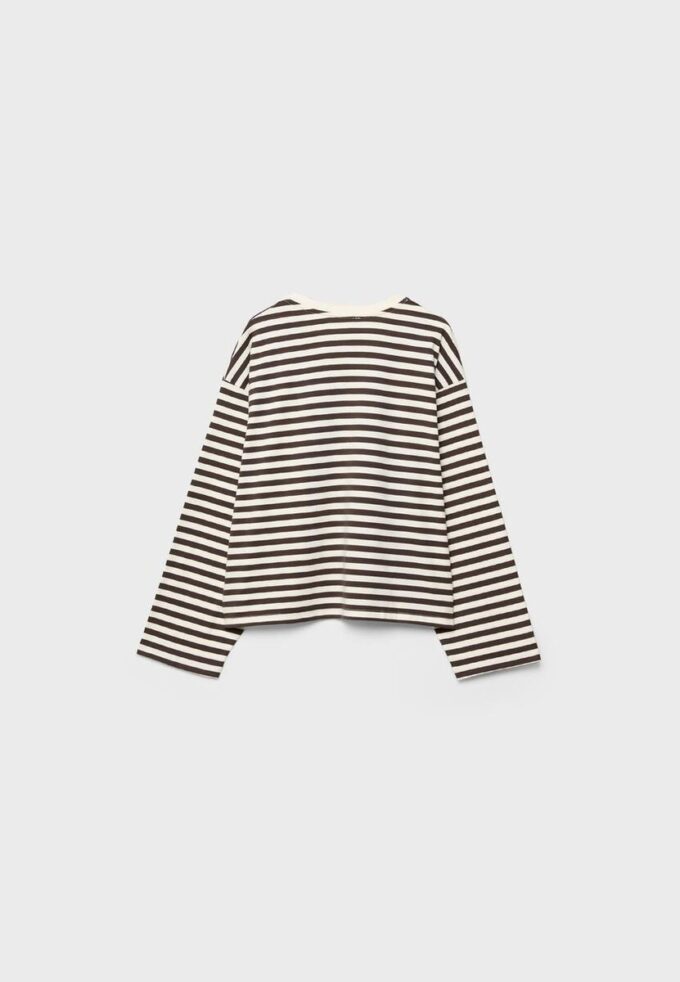 Oversize stripete T-skjorte med lange ermer