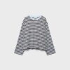 Oversize stripete T-skjorte med lange ermer