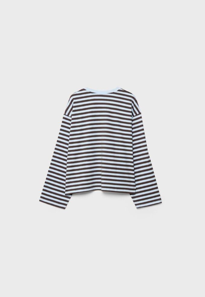 Oversize stripete T-skjorte med lange ermer