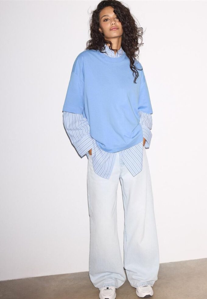 Oversize T-skjorte med korte ermer