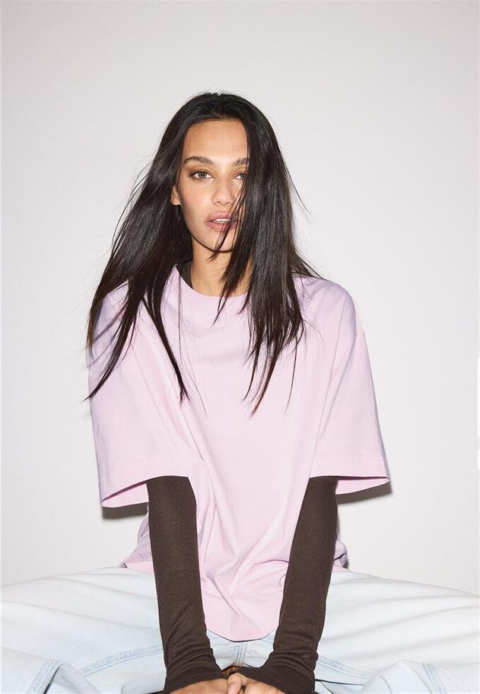 Oversize T-skjorte med korte ermer