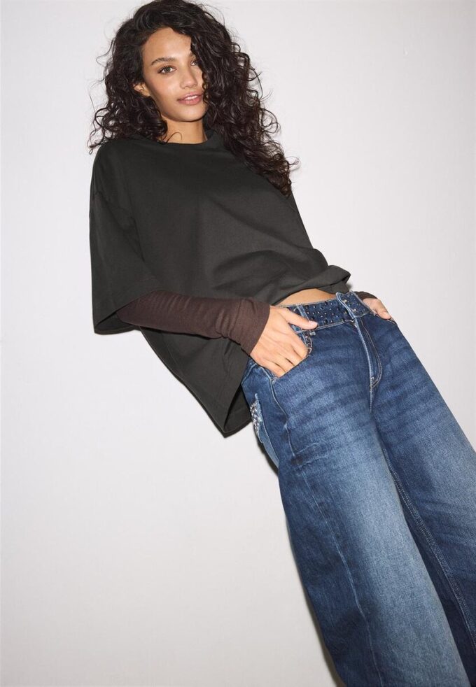 Oversize T-skjorte med korte ermer