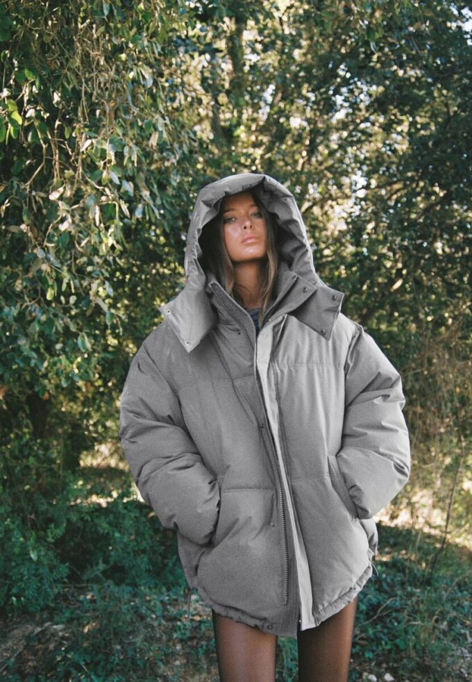 Oversize-vattjakke med hette