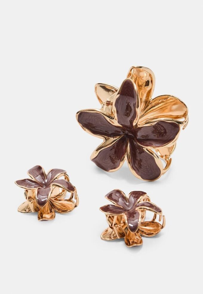 Pakke med 3 blomsterhårspenner