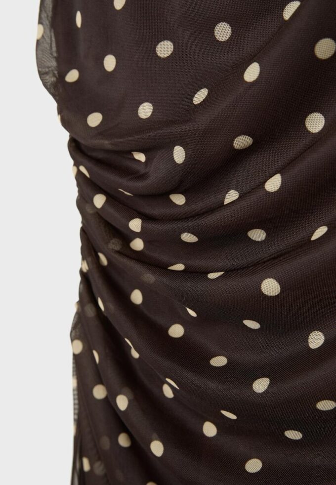 Polka Dot Tulle ermeløs midikjole