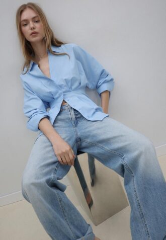 Poplin-skjorte med plissering