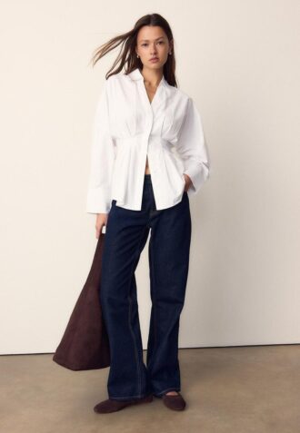 Poplin-skjorte med plissering