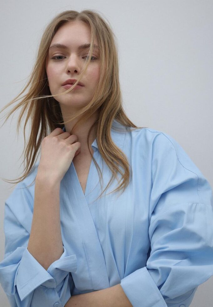 Poplin-skjorte med plissering