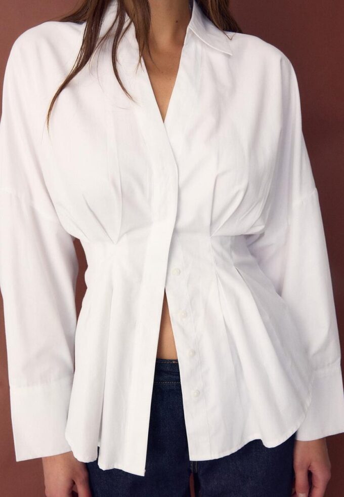 Poplin-skjorte med plissering