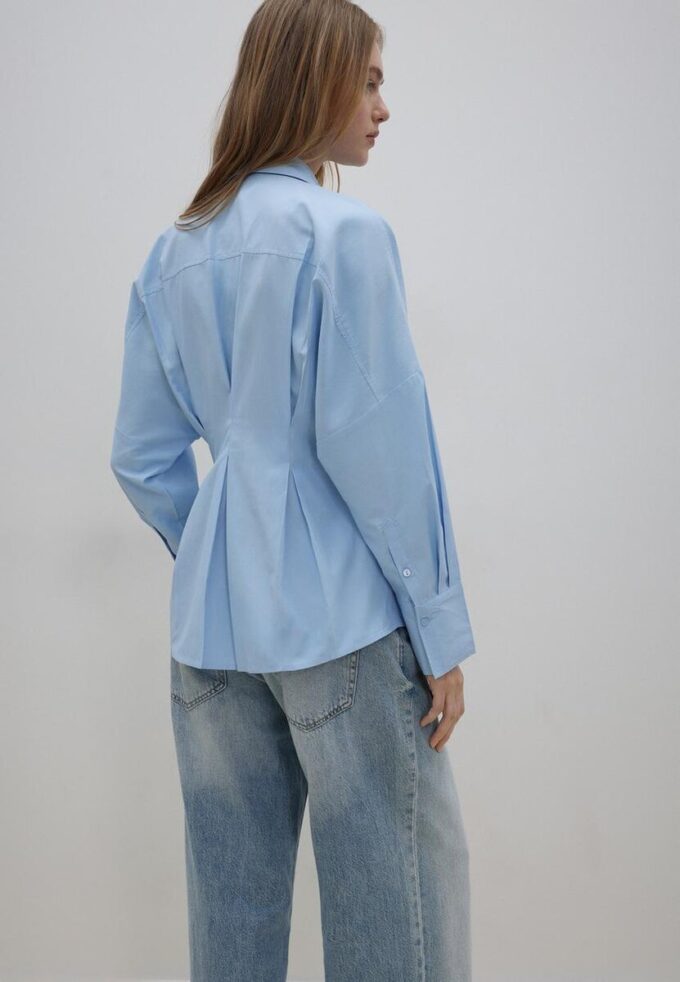 Poplin-skjorte med plissering