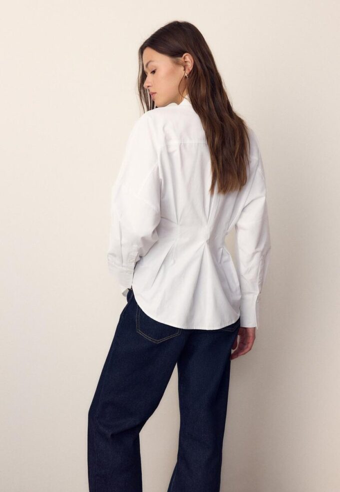 Poplin-skjorte med plissering