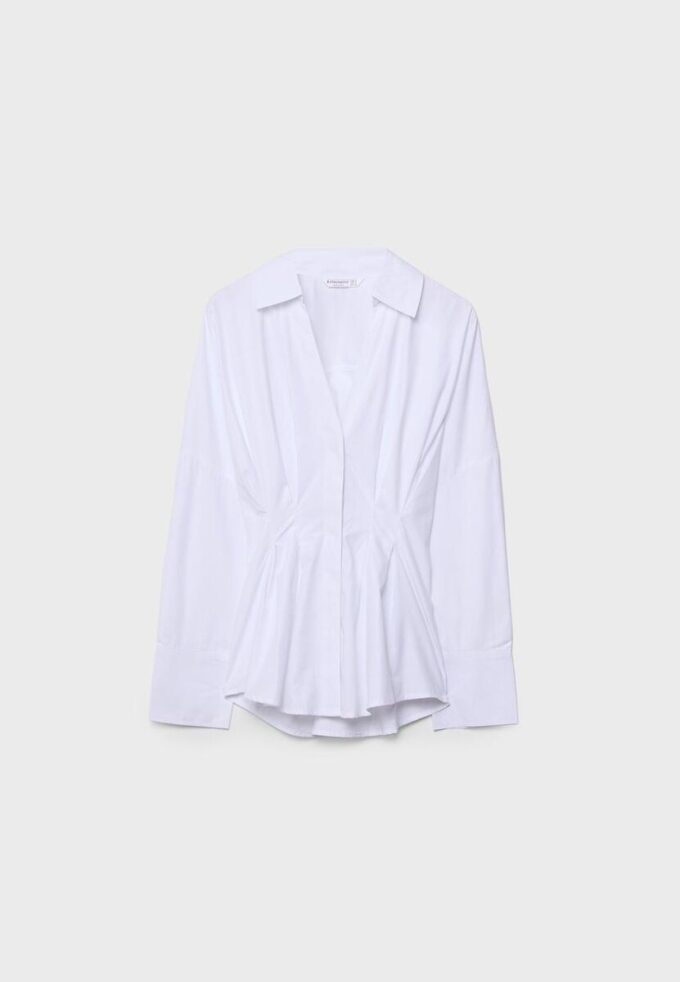 Poplin-skjorte med plissering