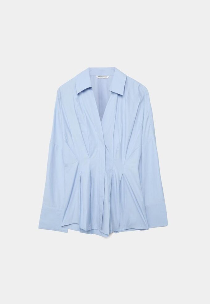 Poplin-skjorte med plissering